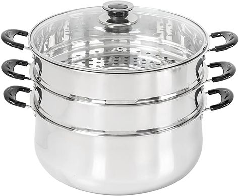 Amazon.com: 30 CM Stainless Steel 3 Tier Steamer Pot Steaming Cookware by Concord: Steamer Sets: Kitchen & Dining Steamed Bao Buns, Food Steamers, Steamer Pot, Stoves Cookers, Double Burner, Induction Cookware, Steamer Recipes, Stock Pots, Steamed Buns