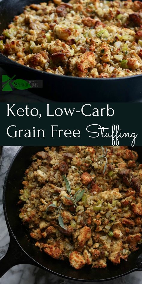 Grain Free Stuffing Thanksgiving, Keto Stuffing Recipes, Easy Stuffing Recipes, Keto Suppers, Grain Free Stuffing, Aip Thanksgiving, Paleo Stuffing, Low Carb Stuffing, Keto Stuffing