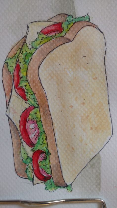 Sandwich Drawing Easy, Watercolor Sandwich, Drawing Sandwich, Sandwich Painting, Sandwich Drawing, Simpsons Drawings, Powerpoint Background, Wallpaper Girly, Colour Painting