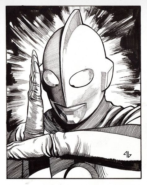 Ultraman by Adi Granov * Ultraman Tattoo, Ultraman Drawing, Adi Granov, Sharpie Drawings, Japanese Superheroes, Cartoon Tv, Comic Books Art, Animal Drawings, New Art