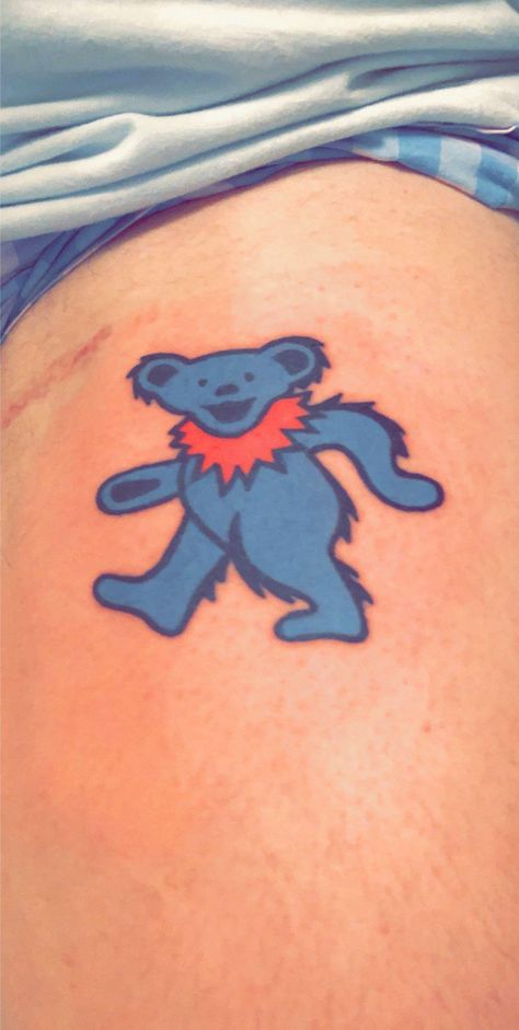 Finally went for it got my Grateful Dead bear by David at Lucky Draw Kennesaw Georgia #tattoos #tattoo #beauty Grateful Dead Tattoo Ideas, Grateful Dead Bear Tattoo, Georgia Tattoos, Gd Tattoo, Grateful Dead Tattoo, Kennesaw Georgia, Dead Tattoo, Grateful Dead Bears, Trending Tattoos