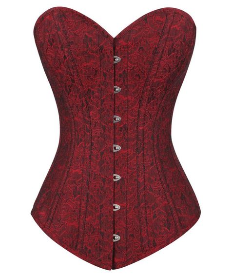 Beatrix Maroon Brocade Long Overbust Corset Corset Training, Modesty Panel, Corset Pattern, Red Corset, Corset Fashion, Overbust Corset, Waist Training Corset, Fashion Belts, Fantasy Dress