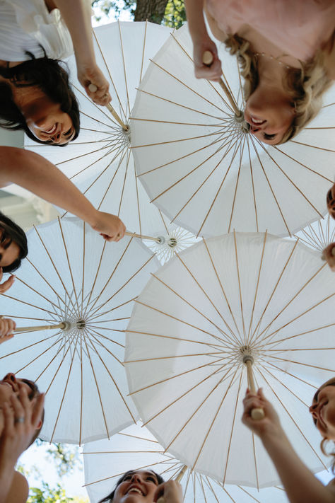 The parasols were such a fun prop to elevate the bridal party photos of this Austin, TX wedding. Parasol Wedding, Wedding Shot List, Bridesmaid Photoshoot, Wedding Theme Ideas, Umbrella Wedding, Bridesmaids Photos, Future Wedding Plans, Garden Party Wedding, Wedding Mood Board