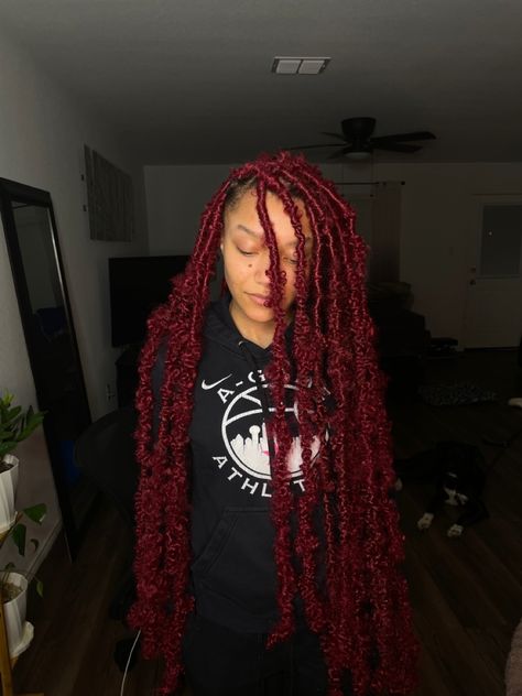 Burgundy Butterfly Locs, Butterfly Locs Long, Long Butterfly Locs, Burgundy Butterfly, Locs Long, Butterfly Locks, Protective Braids, Butterfly Locs, Beautiful Black Hair