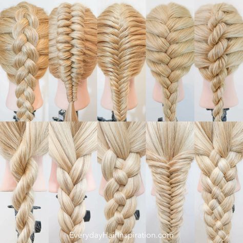 In this post you will learn 10 basic braids for beginners! So if you have never braided before this is for you! Video included Dutch Vs French Braid, Basic Braids, Silver Pixie, Braids Step By Step, Different Braids, Braiding Your Own Hair, Shoelace Patterns, Beautiful Braided Hair, Types Of Braids