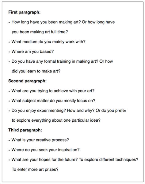 Questions For Artists, Artist Bio Example, Artist Introduction, Artist Statement Template, Sketchbook Writing, Art Bio, Artist Problems, Social Media Art, Jobs In Art