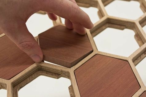 Wood Resin Table, Wood Furniture Legs, Object Design, Leather Wall, Carpentry Diy, Cnc Design, Resin Furniture, Hexagon Tiles, Honeycomb Pattern