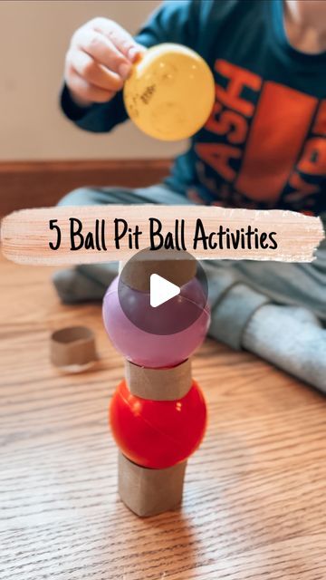 Brittany | Kids/Toddler/Baby Activities on Instagram: "Check out these fun 5 activity ideas that use ball pit balls!   1. Grab balls with your feet: stick packaging tape, sticky side out, around a small table or chair. Have kids use their feet to transfer the balls from the table/chair to a box (inspired by: @zeliha_ogretmenn )  2. Ball Launch: Lay out towels. On one side of each towel place a heavy piece of wood. Then, give your kids plastic ball pit balls and have them use the towels to try to get the balls into their basket. You can make it into a competition to see who can get the most balls into their basket. (Inspired by: @dudeperfect )  3. Trick Shots: place red solo cups in different places around the house and try to throw balls in.  4. Tower Building: cut up pieces of toilet pape Small Plastic Balls, Ball Pit Activities, Ball Pit Ball Games, Ball Pit Balls Repurpose, Ball Activities For Preschoolers, Stick Packaging, Ball Pit Balls, Red Solo Cup, Plastic Ball