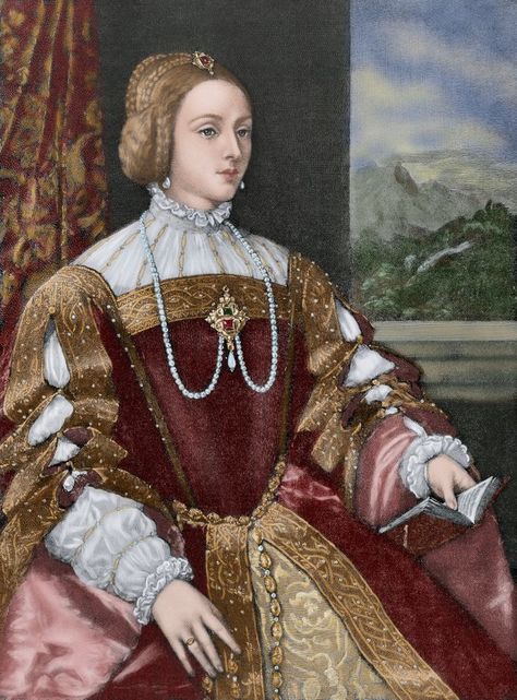 Isabella of Portugal: Habsburg Queen, Queen and Regent of Spain Roman Empress, Queen Of Spain, European History, Necklace Pearl, Wonderful Images, Picture Library, Historical Fashion, 16th Century, Fashion History