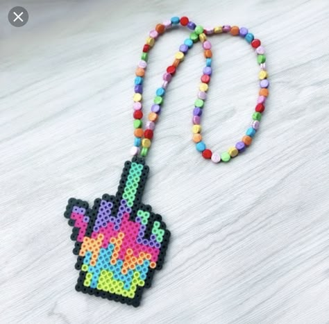 Perler Necklaces, Fairy Energy, Ironing Beads, Huichol Pattern, Kandi Inspo, Diy Kandi Bracelets, Hamma Beads Ideas, Easy Perler Bead Patterns, Melty Bead Patterns