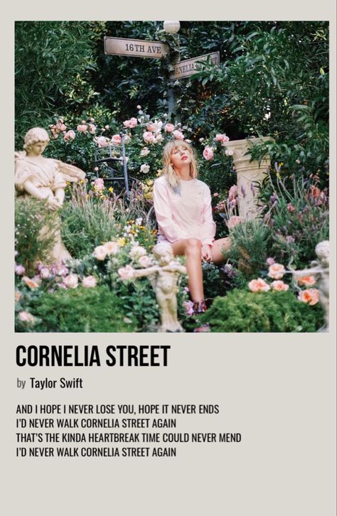 minimal polaroid song poster for cornelia street by taylor swift Taylor Swift Discography, Cornelia Street, Taylor Swift Images, Taylor Songs, Vintage Music Posters, Minimalist Photos, Taylor Swift Fearless, Taylor Swift Music, Taylor Swift Posters