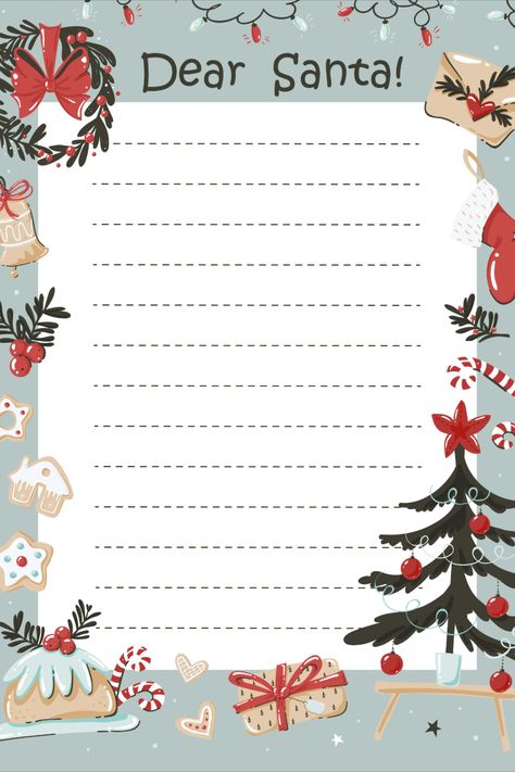 Dear santa letter template. Download it at freepik.com! #freepik #santa #template #letter #vector Christmas Letter From Santa, Christmas Letter Template, Santa Claus Letter, Santa Letters, Dear Santa Letter, Santa Template, Santa Letter Template, Funny Christmas Tree, Vintage Template