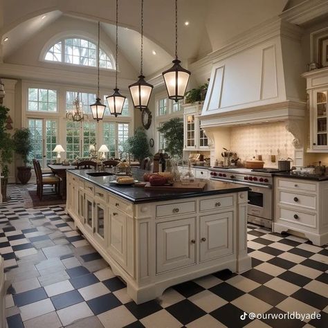 Very Big Kitchen, Big Beautiful Kitchens, Grand Houses Interior, Kitchen Aesthetic Old Money, Big Homey Kitchen, Big Vintage Kitchen, Vintage Mansion Kitchen, Large Kitchen Aesthetic, Colonial Mansion Interior