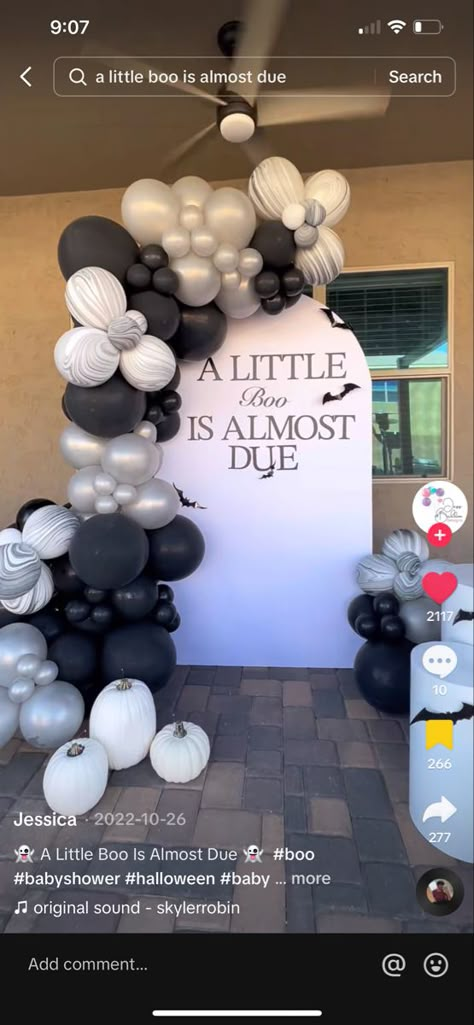 Black White Gender Reveal, Black Theme Gender Reveal, Spooky Gender Reveal Decorations, Gender Reveal Idea Halloween, Gender Reveal Ideas Spooky, Ghost Gender Reveal Ideas, All Black Gender Reveal Party, Gender Reveal Themes Halloween, Grunge Baby Shower Ideas