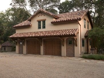 Spanish Remodel mediterranean-garage-and-shed Spanish Style Detached Garage, Spanish Style Garage Apartment, Mediterranean Garage, Mediterran House, Old Italian House, Spanish Style Home Exterior, Two Story Garage, Rv Garage Plans, Adobe Homes