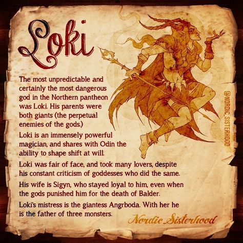 Nordic Sisterhood on Instagram: “Loki (pronounced “LOAK-ee;” Old Norse Loki) is the great trickster god of Norse mythology. Do you love the god of mayhem and mischief?…” Nordic Sisterhood, Norse Loki, Loki Norse Mythology, Loki Mythology, Trickster God, Goddess Magick, The Trickster, Viking Quotes, Loki God Of Mischief