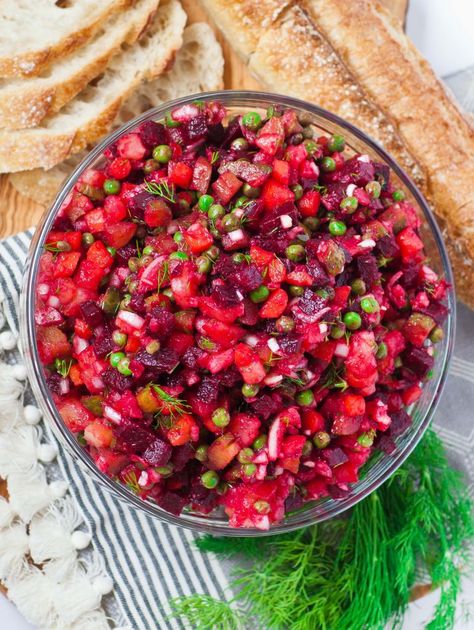 Beet Potato Salad, Russian Beet Salad, Russian Potato Salad, Beet Salad Recipes, Vinaigrette Salad, Enjoy Your Meal, Ukrainian Recipes, A Potato, Beet Salad