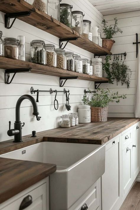 This Is How You Create the Perfect Apothecary Kitchen Vibe At Home Apothecary, Witchy Apothecary Kitchen, Apothecary Kitchen, Apothecary Design, Complete Kitchen Remodel, Apothecary Cabinet, Kitchen Herbs, Vintage Scale, Sewing Room Organization