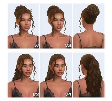 On my Instagram, I asked a few weeks ago what you missed in your game, and curly buns and ponytails were mentioned several times. Here's to your request 🤎

Base Game Compatible

24 Swatches

All LOD… Curly Bun Sims 4 Cc, Sims 4 Cc Bun, Curly Buns, Curled Ponytail, Curly Bun Hairstyles, Bun Ponytail, Curly Bun, Hairstyle Bun, Curly Updo