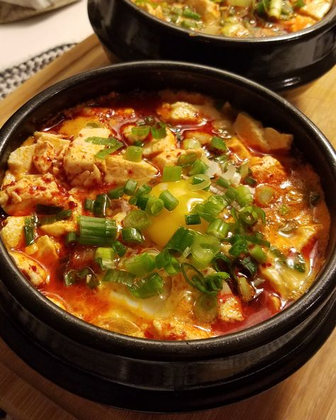 Sundubu Jjigae Recipe, Kimchi Jigae Recipe, Sundubu Jjigae, Soft Tofu Stew, Jjigae Recipe, Tofu Stew, Soft Tofu, Pork Belly Recipes, Yummy Comfort Food