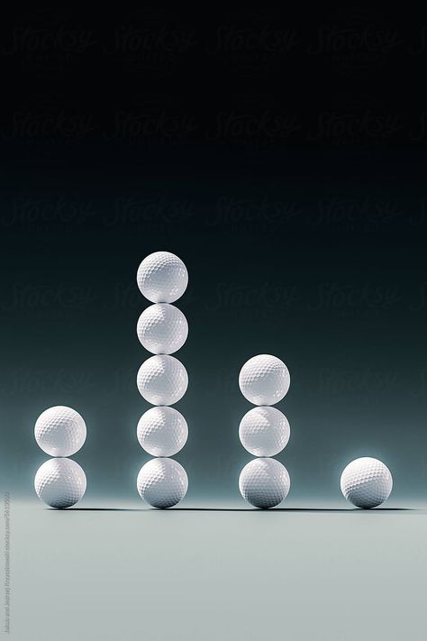 The diagram made of golf balls. Balance and endurance concept. Golf Hotel, Modern Still Life, Product Visualization, Balance Ball, Lifestyle Branding, Industry Design, Object Art, Golf Player, Mini Golf