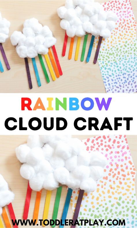 Rainbow Cloud Craft - Toddler at Play Summer Sensory Play, Spring Sensory Play, Summer Sensory, Spring Sensory, Crafts For Kids Preschool, Recycled Ideas, Homeschooling Activities, Rainbow Craft, Cloud Craft