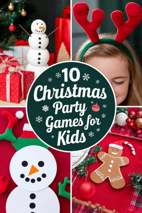 Entertain the little ones at your holiday gathering with these 10 Christmas party games for kids. From classic favorites like Pin the Nose on Rudolph to festive crafts like creating their own ornaments, these activities are sure to spark joy and laughter. Keep the children engaged and excited throughout the celebration with these fun and easy-to-set-up game ideas. Whether you're hosting a family get-together or a classroom party, these games offer entertainment that will create lasting memories Prek Christmas Party Game, Classroom Xmas Party Games, Kids Holiday Games For School, Christmas Party Games Toddler, Christmas Birthday Games, Games For Kids For Christmas, Kids Activities For Christmas, Cheap Christmas Games For Kids, Christmas Children’s Party Games