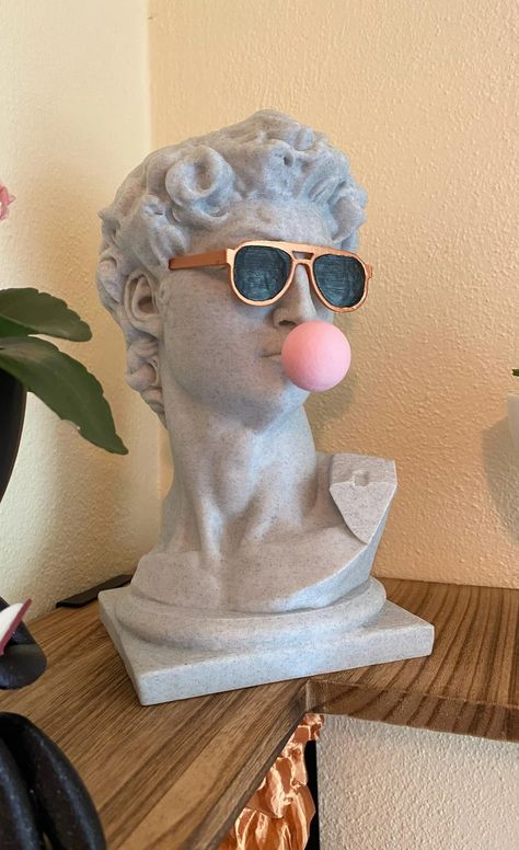 Maximalism Design, Funky Interior Design, Estilo Kitsch, David Bust, Pop Art Sculpture, Michelangelo's David, Color Glasses, Rennaissance Art, Bust Sculpture