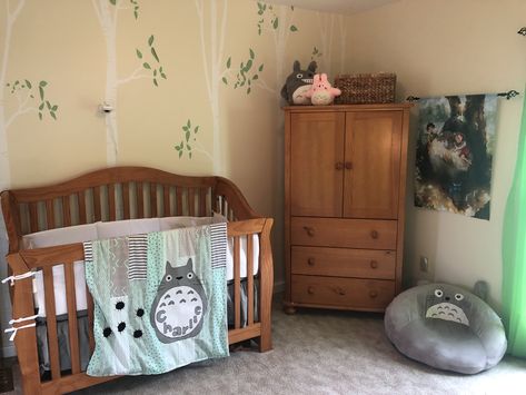 My Neighbor Totoro Baby Nursery, My Neighbor Totoro Room Ideas, Ghibli Nursery Ideas, My Neighbor Totoro Nursery, Totoro Nursery Ideas, Ghibli Baby Room, Studio Ghibli Baby Room, Studio Ghibli Nursery, Totoro Bedroom