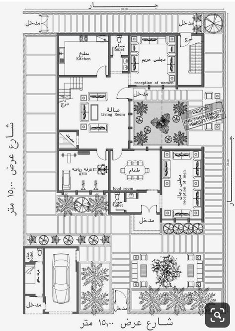 Home Map Design, 2d Floor Plan, Autocad Revit, Narrow House Plans, House Ceiling Design, Courtyard House Plans, Duplex House Plans, House Design Pictures, Architectural Floor Plans