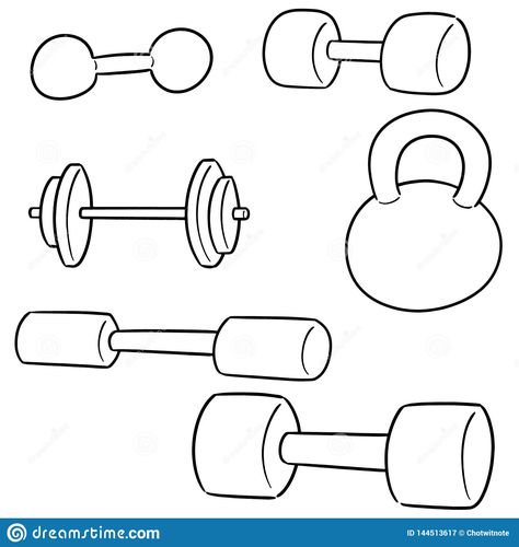 Gym Drawing Art Easy, Cartoon Dumbell, Dumbell Doodle, Gym Painting Ideas, Dumbell Drawing, Gym Line Art, Dumbbell Drawing, Gym Doodles, Weights Drawing