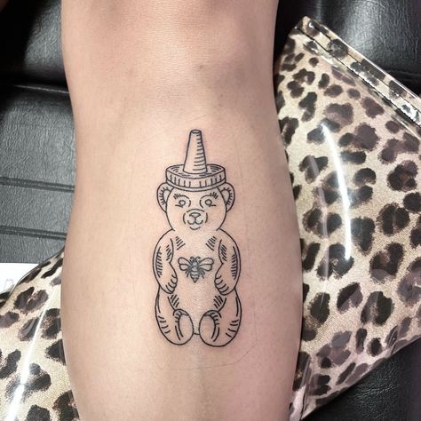 Honeybear Tattoo, Love Handle Tattoo, Honey Bear Tattoo, Colorado Tattoo Ideas, Colorado Tattoos, Denver Tattoo, Apollo Tattoo, Above Knee Tattoo, Colorado Tattoo