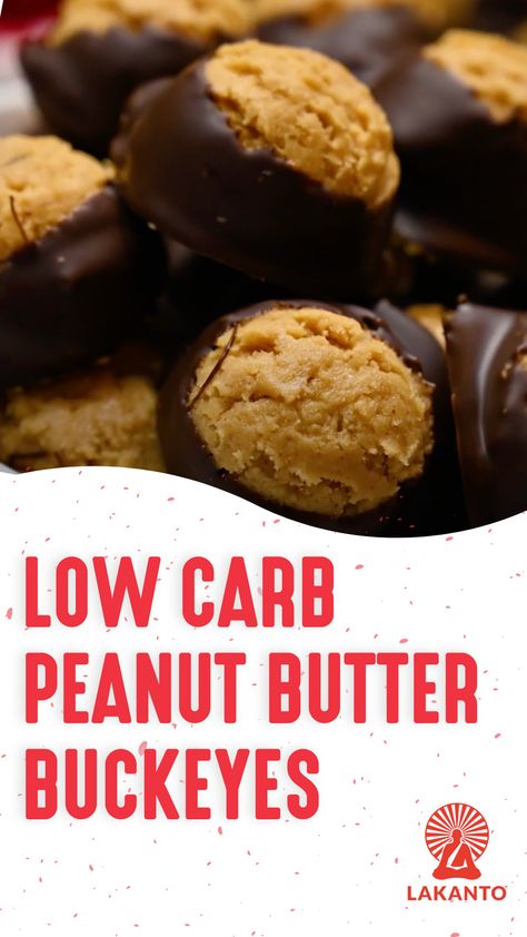 PEANUT BUTTER BUCKEYES! 🍫🥜 This low carb treat by @TarasKetoKitchen (aka wholebodyliving.com) gives you the best of both worlds. You get to appease your cravings for sweets all while sticking to your keto, low-carb, or low-sugar diet! Using our @Lakanto Peanut Butter Powder along with Powdered Sweetener and Chocolate, you're in good hands while sticking to your New Year's health goals 💪 Tap this pin for the full recipe! Keto Buckeyes Recipe, Keto Peanut Butter Balls, Keto Buckeyes, Peanut Butter Buckeyes, Buckeyes Recipe, Low Carb Pizza Recipes, Low Carb Christmas, Butter Powder, Healthier Sweets