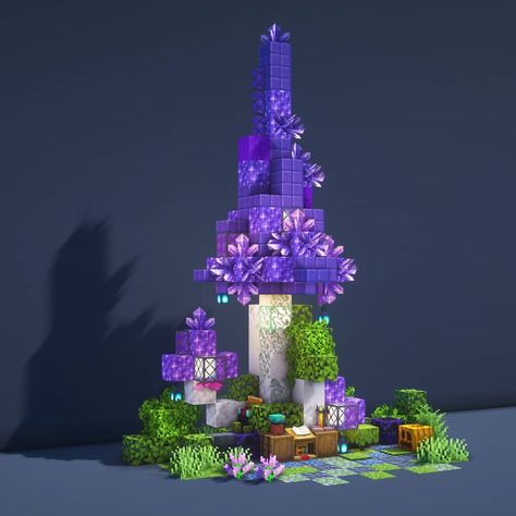 @SixerFTW on Instagram: “Brewing station idea - Fantasy Crystal Mushroom Become my patreon and get to download schematic of my…” Minecraft Crystal, Fantasy Crystal, Cottagecore Minecraft, Crystal Mushroom, Moon Kingdom, Cute Minecraft Houses, Dark House, Minecraft House Designs, New Fantasy