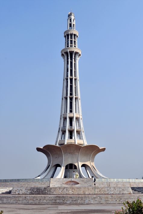 Minar e Pakistan, Lahore (Punjab, Pakistan). Minar e Pakistan was constructed in the 1960s to commemorate the adoption of Pakistan Resolution of 23rd March 1940 at its site. Minar E Pakistan Painting, Minare Pakistan Drawing, Minar E Pakistan Drawing, Minare Pakistan, Pakistani Architecture, Urban Element, Pakistan Pictures, 23rd March, Pakistan Culture