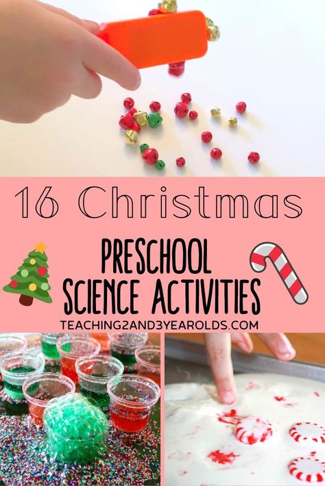 Looking for Christmas science activities that engage preschoolers? Here are 16 fun ideas to try during the month of December! #Christmas #science #holidays #activities #preschool #experiments #age3 #age4 #teaching2and3yearolds Science Activities For Preschool, Christmas Science Activities, Christmas Science Experiments, Preschool Christmas Activities, Christmas Preschool, Christmas Science, December Activities, Preschool Science Activities, Activities For Preschool