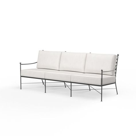 Lucier Outdoor Patio Set - Wayfair Canada Sofa With Cushions, Custom Cushions, Small Patio, Basket Weave, Patio Set, Cushion Fabric, Pool Designs, White Canvas, Outdoor Fabric