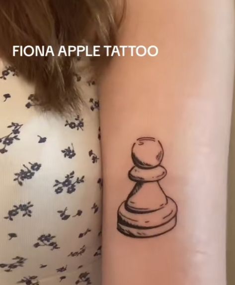 Fiona Apple Tattoo Ideas, Pawn Tattoo, Fiona Apple Tattoo, Cutesy Tattoos, Ant Tattoo, Apple Tattoo, Ouroboros Tattoo, Fiona Apple, Sick Tattoo