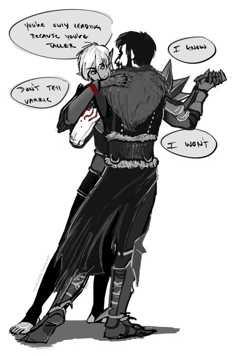 i sent out an art prompt post and @axel-the-female asked for Garrett and Fenris dancing so here’s a little quick sketch! Its lucky im back on my da2 bullshit already so i really loved doing this.... Fenris X Hawke, Garrett Hawke, Dragon Age Memes, Dragon Age Romance, Dragon Age 3, Dragon Age Games, Dragon Age 2, Assassin’s Creed, Art Prompts