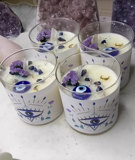 Homemade Natural Candles, Witchy Candles, Handmade Candles Diy, Gemstone Candles, Velas Candles, Diy Candles Homemade, Homemade Scented Candles, Candle Projects, Diy Candles Scented