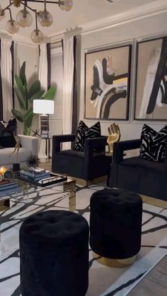 Gray And Silver Living Room Decor, Grey Black And Off White Living Room, White And Black Aesthetic Living Room, White Gold Black Home Decor, Ivory Black And Gold Living Room, Black And Gold Aesthetic Living Room, Black Gold Silver Living Room Decor, White Black And Gold Decor, Cream Black Gold Living Room