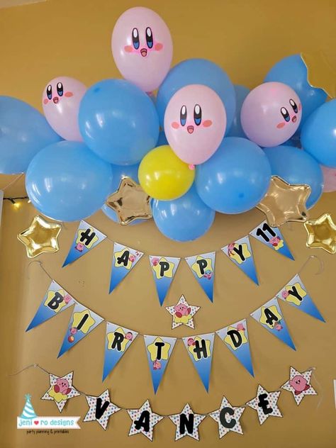 Diy Kirby Birthday Party, Kirby Themed Birthday, Kirby Decorations, Kirby Birthday Party Decorations, Kirby Birthday Party Ideas For Boys, Kirby Party Ideas, Kirby Party Decorations, Kirby Birthday Party Ideas, Kirby Birthday Party