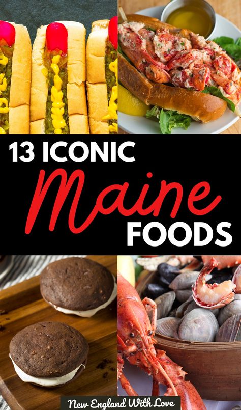 Some of these popular Maine foods are commonly known, like lobstah and blueberries, but others may not be if you’re not a Mainer! These are some of the most famous and interesting Maine foods you need to try during your next visit to the Pine Tree State! New England Cooking, Maine Food Traditional, Maine Recipes Comfort Foods, Maine Appetizers, Maine Blueberry Recipes, Needhams Recipe Maine, Maine Food Recipes, Portland Maine Food, Maine Themed Party