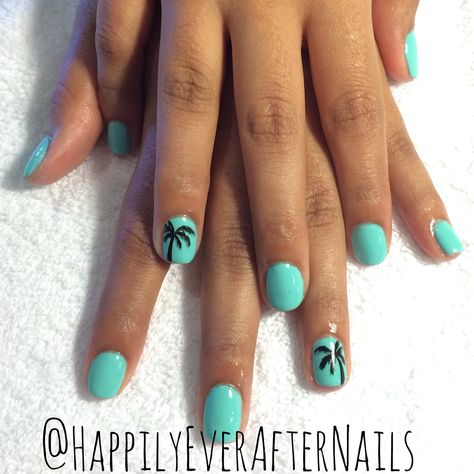 Palm tree shellac mani on Daisel! Short Palm Trees, Palm Tree Nails, Beach Themed, Palm Tree, Summer Nails, Turquoise Ring, Hair Makeup, Nail Designs, How To Draw Hands