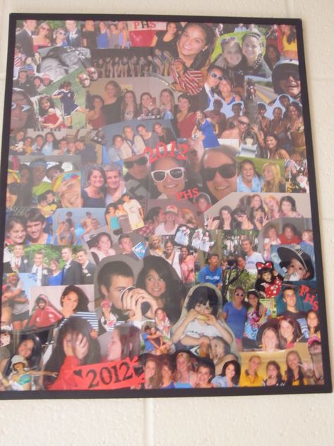 This is my senior collage that my mom made for me when I graduated. All my best friends, baby pictures, family, and kids I use to babysit are a part of it. I would never want to lose this. Picture On Canvas Diy, Photo Collage In Frame, Picture Birthday Ideas Gift, Presents With Pictures, Collage For Best Friend, Birthday Present Ideas With Pictures, Collage Gifts, Picture Collage Gift Ideas, Picture Collage Diy