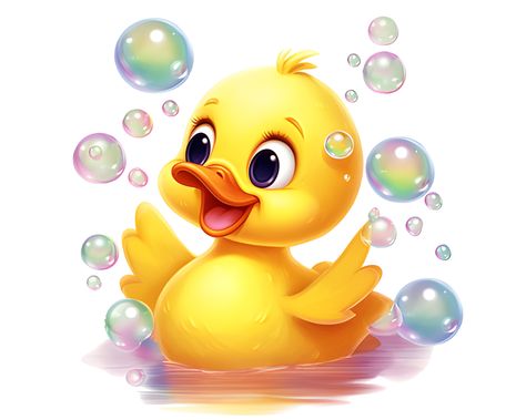 Duck Cute Art, Cute Duck Art, Rubber Duck Clipart, Rubber Duck Drawing, Kawaii Duck, Duck Clipart, Duck Swimming, Duck Png, Duck Nursery