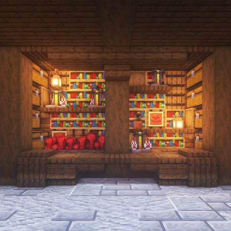 Potion Making Room Minecraft, Brewing Stand Room Minecraft, Minecraft Brewing Area Ideas, Minecraft Brewery Room Ideas, Potion Stand Minecraft, Minecraft Potion Room Design, Minecraft Potions Shop, Potion Area Minecraft, Brewing Stand Minecraft Design