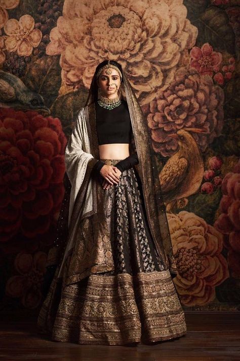 Sabyasachi 2016 bridal collection-Sabyasachi collection 2016 for brides and grooms black lehenga Bridal Collection Indian, Sabyasachi Collection, Sabyasachi Bridal, Sabyasachi Lehenga, Black Lehenga, Nikkah Dress, Wedding Lehenga Designs, Bridal Outfit, Indian Bridal Dress