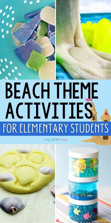 Your kids will have the best summertime learning with these Beach Theme   Activities for Elementary Students! Complete with math, stem and art   activities that are beach inspired, take the sand and the sun to the   doorstep of your home for your young learners while homeschooling this   summer season! Beach Theme Preschool, Homeschooling Elementary, Activities For Elementary Students, Class Mom, Summer School Activities, Kids Stem Activities, Chemistry For Kids, Summer Lesson, Ocean Theme Preschool