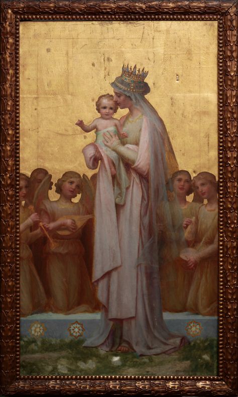 ENRIC MONSERDÀ. Madonna and Child with Angels. The Coronation Of Virgin Mary, Madonna And Child Painting, Catholic Saints Images, Catholic Devotions, Spiritual Photos, Virgin Mary Art, Catholic Pictures, Scrapbook Printing, Biblical Art